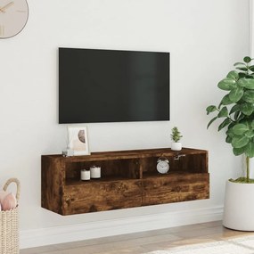 Móvel parede TV 100x30x30 cm derivados madeira carvalho fumado