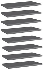 vidaXL Prateleiras para estante 8 pcs 40x20x1,5cm contraplacado cinza