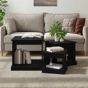 Mesas de centro 3 pcs derivados de madeira preto