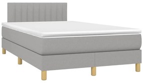 Cama box spring c/ colchão e LED 120x190 cm tecido cinza-claro