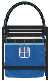 Cama alta para criança com túnel 80x200 cm pinho maciço azul