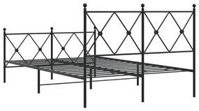Estrutura de cama com cabeceira e pés 120x190 cm metal preto