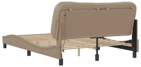 Estrutura cama c/ luzes LED 140x190 cm couro artif. cappuccino