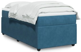 Cama com molas/colchão 80x200 cm veludo azul-escuro