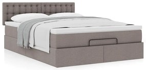 Cama otomana com colchão 140x200 cm tecido cinza