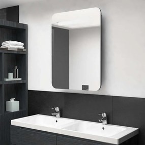 Armário espelhado casa de banho LED 60x11x80 cm cinza brilhante