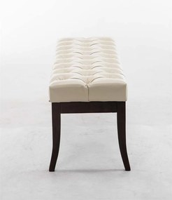 Banco Ramses em couro sintético com estrutura em antigo escuro 46 x 120 x 38 cm Creme