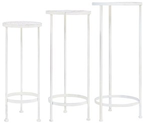 245937 vidaXL Suporte para plantas 3 pcs estilo vintage metal antigo branco
