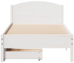 Cama sem colchão 90x200 cm madeira de pinho maciça branco