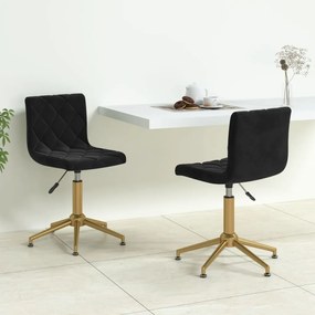vidaXL Cadeiras de jantar giratórias 2 pcs veludo preto