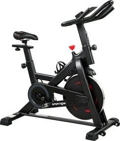 Bicicleta Estática para Casa com APP Resistência Magnética Ajustável Ecrã LCD Assento e Guiador Ajustáveis Rodas