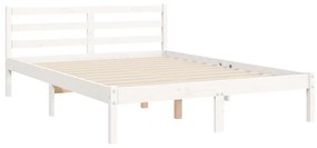 Estrutura de cama com cabeceira 140x200cm madeira maciça branco