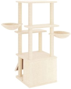 Árvore para gatos c/ postes arranhadores sisal 133 cm cor creme