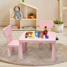 Conjunto com Mesa e 2 Cadeiras para Crianças Comer Desenho Escrita e Artesanato 76,5 x 54,5 x 49,5 cm Rosa
