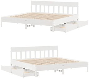 Cama sem colchão 200x200 cm madeira de pinho maciça branco