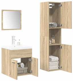 vidaXL 4 pcs conj. móveis casa banho derivados madeira carvalho sonoma