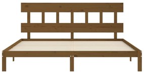 Estrutura cama c/ cabeceira 200x200cm maciço castanho-mel