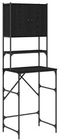 Armário para Máquina de Lavar Carvalho Preto 68x48.5x194 cm
