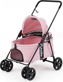 Carrinho para Animais de Estimação, 80 x 57 x 100 cm, Dobrável, Rosa