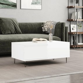vidaXL Mesa de centro 90x50x36,5 cm derivados madeira branco brilhante