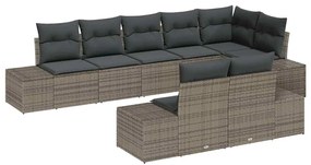 Conjunto de Sofá de Jardim com 8 Peças e Almofadas Cinzas em Rattan Si