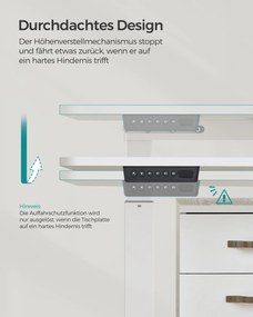Secretária regulável em altura eléctrica 60 x 120 x (72-120) cm Branco + Cinzento