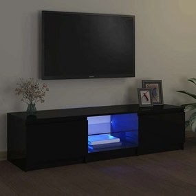 Móvel de TV com luzes LED 140x40x35,5 cm preto