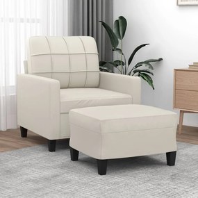 3153336 vidaXL Poltrona com apoio de pés couro artificial 60 cm cor creme