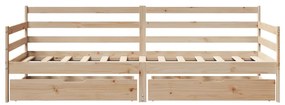 Sofá-cama com gavetas 90x200 cm madeira de pinho maciça