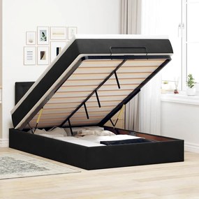 Estrutura de cama otomana com colchão 120x200 cm veludo preto