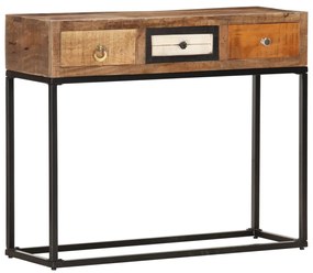 Mesa consola 90x30x75 cm madeira recuperada maciça dourado