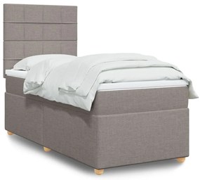 vidaXL Cama com molas/colchão 80x200 cm tecido castanho-acinzentado