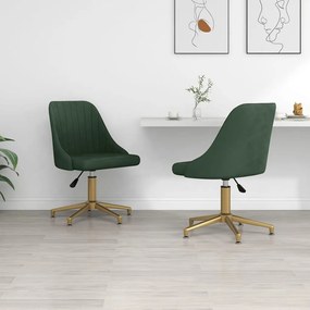 vidaXL Cadeiras de jantar giratorias 2 pcs veludo verde-escuro
