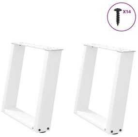 Pés para mesa de centro em forma de U, 2 peças, branco, 50x (42-43) cm