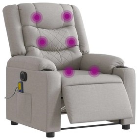 vidaXL Poltrona massagens reclinável elétrica tecido cinzento-nublado