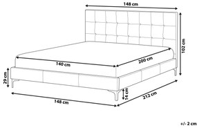 Cama de casal em veludo cinzento 140 x 200 cm AMBERT Beliani