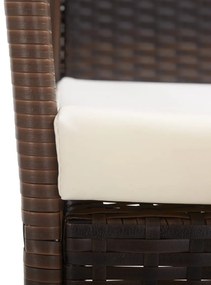 Cadeiras de jardim com almofadões 2 pcs vime PE castanho