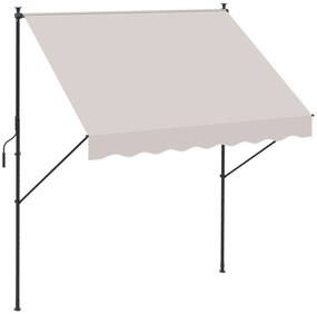 Outsunny Toldo Manual Retrátil Ajustável 200x170x200-290 cm com Manivela Proteção Solar UV40+ para Varanda Jardim Creme | Aosom Portugal