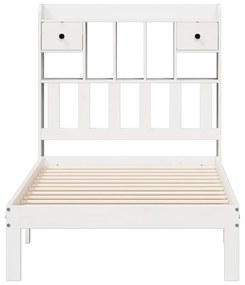 Cama com estante sem colchão 90x190 cm pinho maciço branco