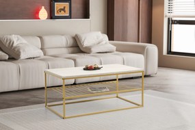 Mesa de Centro Asude – Mármore e Ouro (95 x 42 x 55 cm) | Elegância e