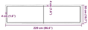Tampo de mesa com bordas vivas maciço tratado castanho-escuro