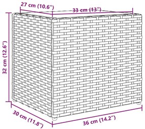 Vaso/floreira de jardim 36x30x32 cm vime PE preto