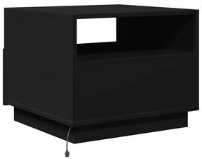 Mesa de centro com luzes LED 50x49x40 cm preto