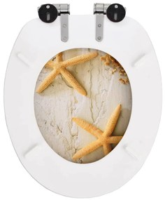 Assentos sanita 2 pcs c/ tampas fecho suave MDF design estrelas