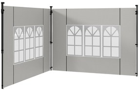 Conjunto de 2 Paredes Laterais para Tendas de 3x3m e 3x6m Paredes Laterais com Janelas Transparentes 293x193cm Branco