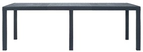 Mesa de jardim 220x90x72cm plástico antracite c/ aspeto de vime
