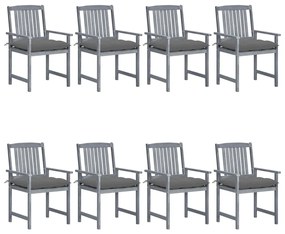 vidaXL Cadeiras de jardim c/ almofadões 8 pcs acácia maciça cinzento