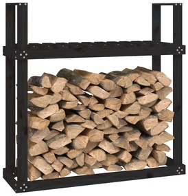 Suporte para lenha 110x35x108,5 cm pinho maciço preto