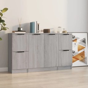 vidaXL Aparadores 3 pcs madeira processada cinzento sonoma