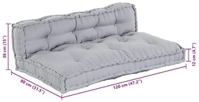 Almofada de Sofá Pallet 2 pcs Cinzeto Poliéster